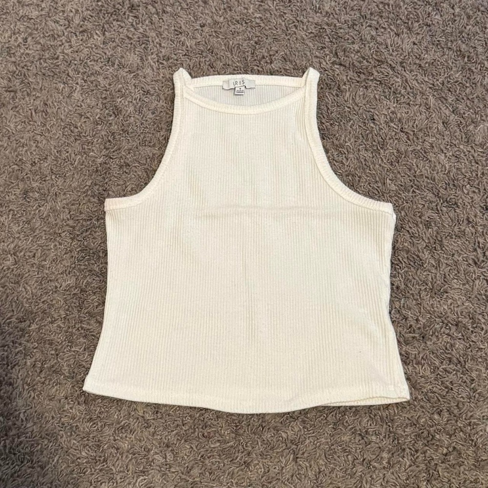 Iris Cream Ribbed Tank Top